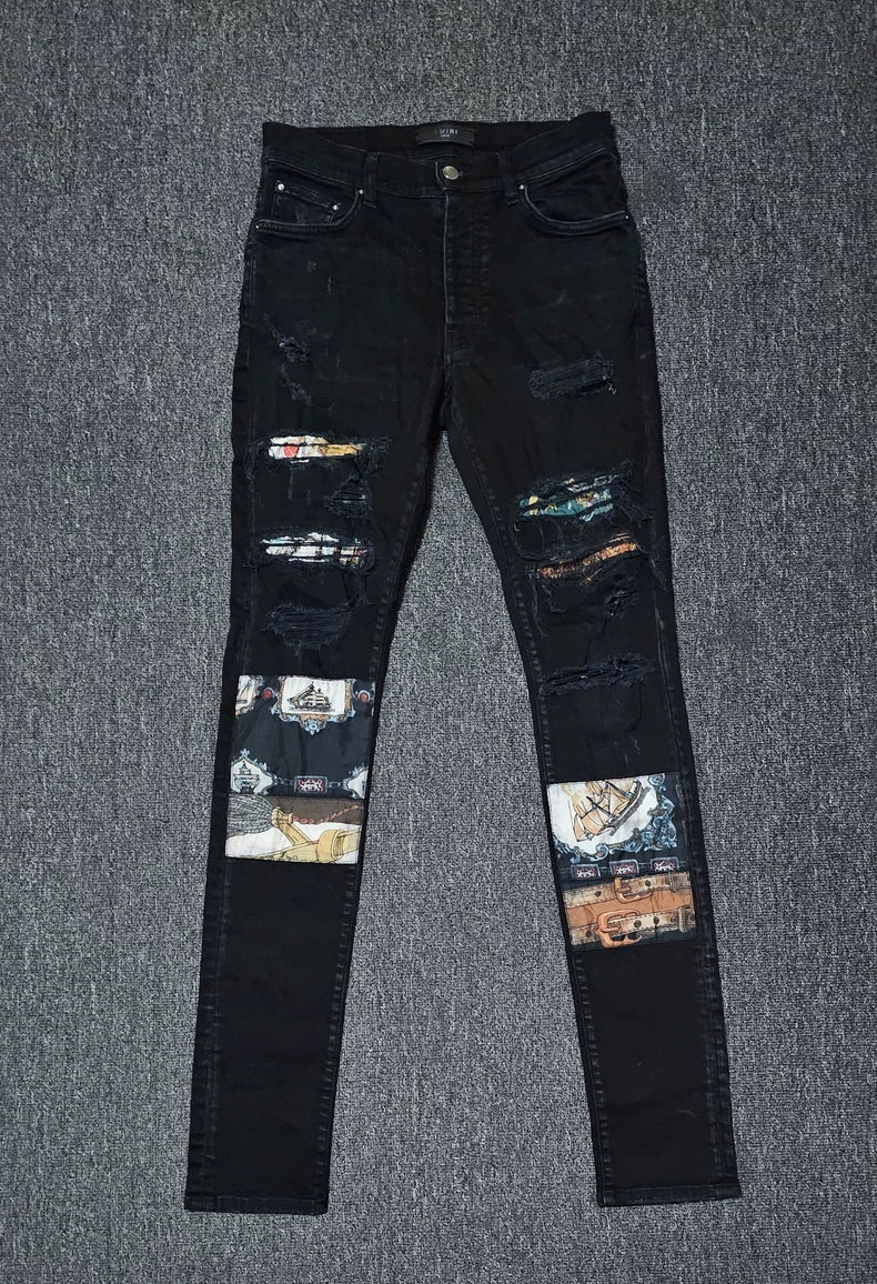 Amiri Distressed Patchwork Denim Jeans-yf