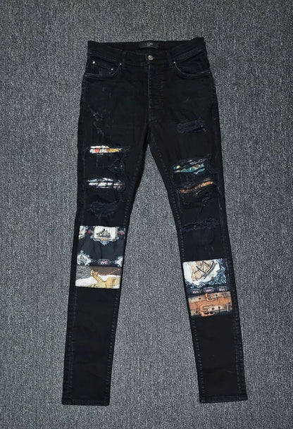 Amiri Distressed Patchwork Denim Jeans-yf