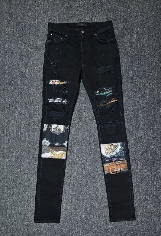Amiri Distressed Patchwork Denim Jeans-yf