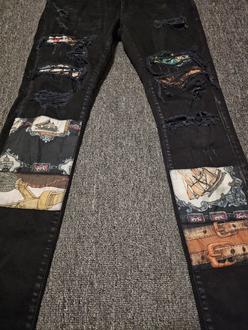 Amiri Distressed Patchwork Denim Jeans-yf