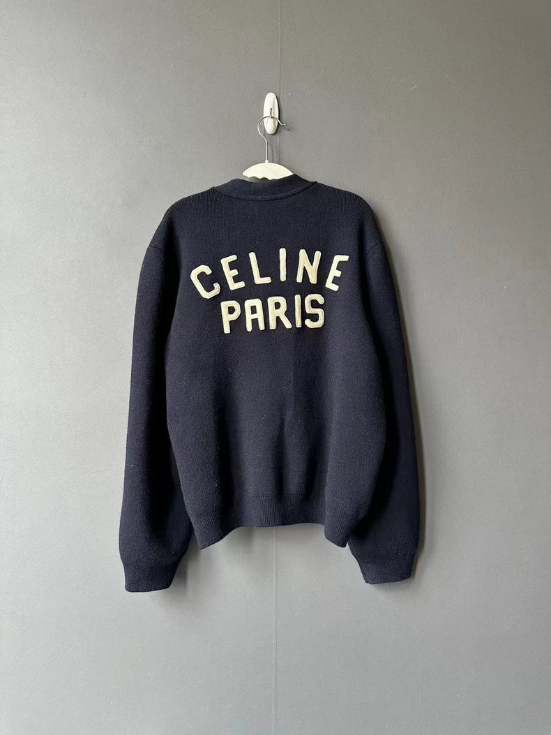 Celine Navy Blue Knit Cardigan with Buttons