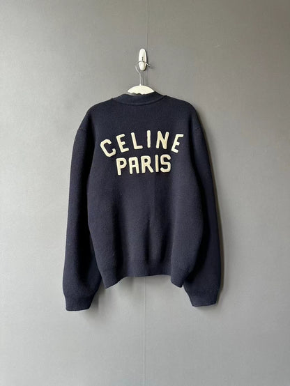 Celine Navy Blue Knit Cardigan with Buttons