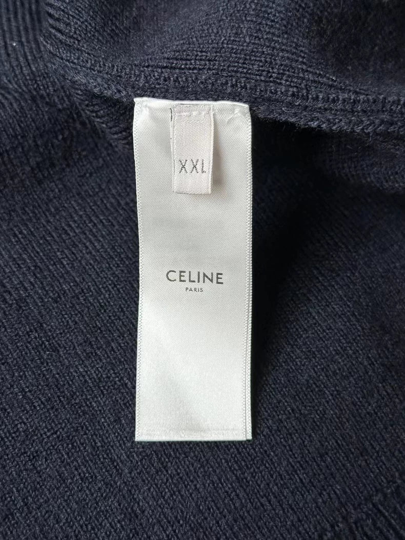 Celine Navy Blue Knit Cardigan with Buttons