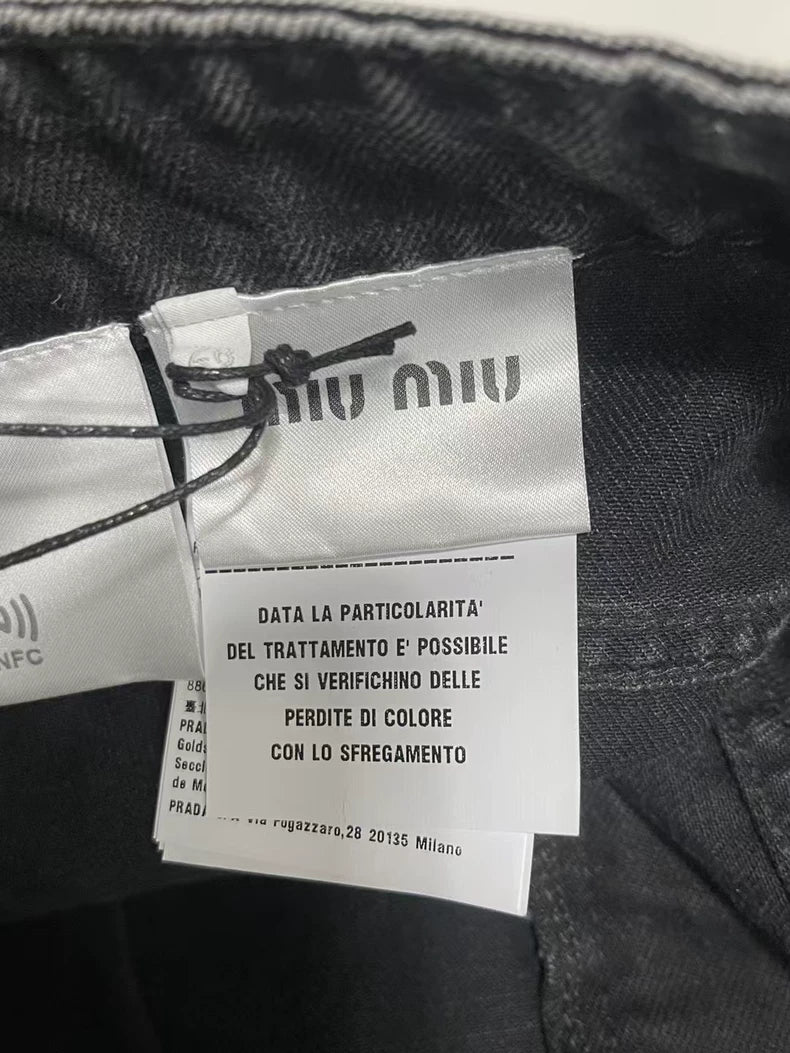 Stylish Gray Denim Pants by miumiu