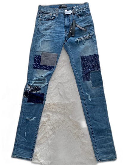 Amiri Blue Japanese Patchwork Denim Pants