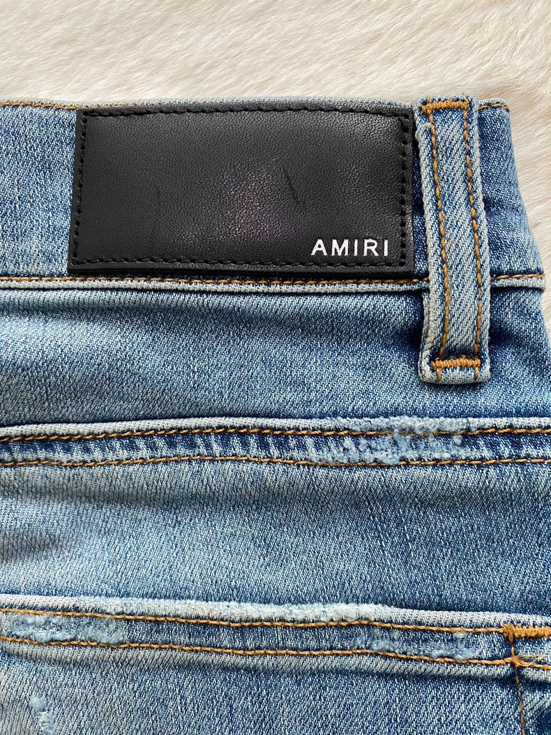 Amiri Blue Japanese Patchwork Denim Pants