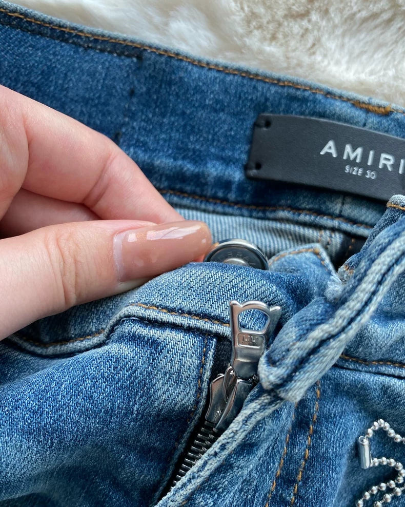 Amiri Distressed Blue Denim Jeans MX1 Style