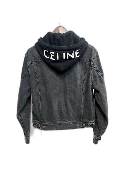 Celine Black Gray Hooded Denim Jacket