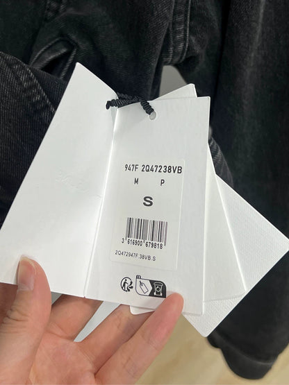 Celine Black Gray Hooded Denim Jacket