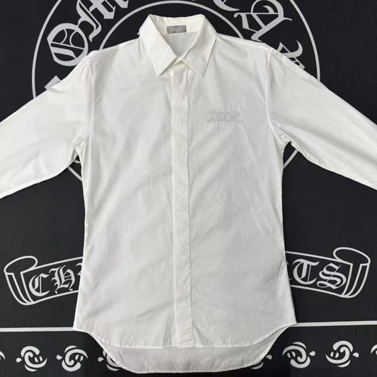 Dior White Logo Embroidered Shirt