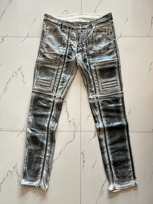 Rick Owens DRKSHDW White Waxed Pants