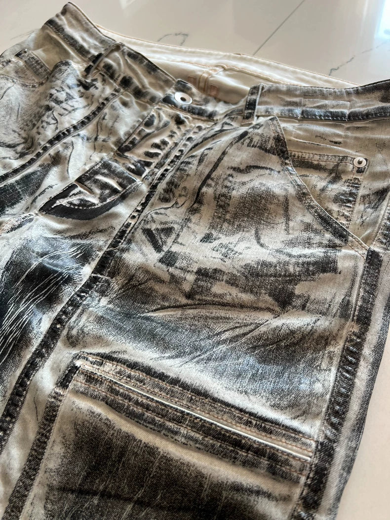 Rick Owens DRKSHDW White Waxed Pants