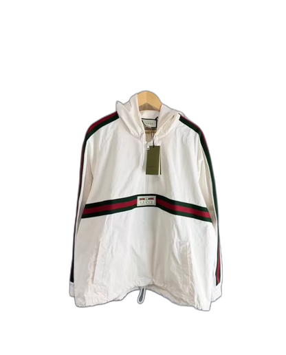 Gucci White Half-Zip Jacket with Stripes