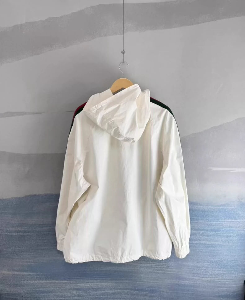 Gucci White Half-Zip Jacket with Stripes