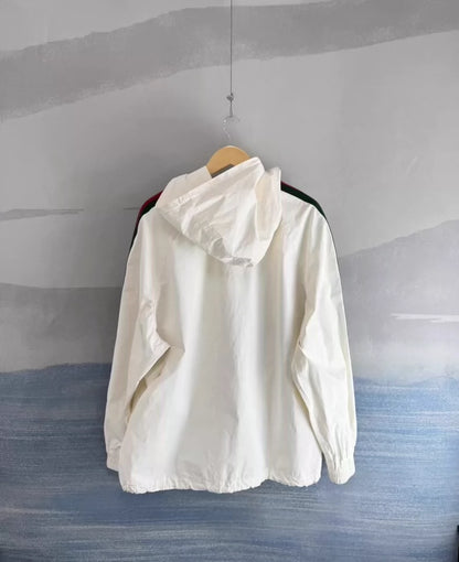 Gucci White Half-Zip Jacket with Stripes