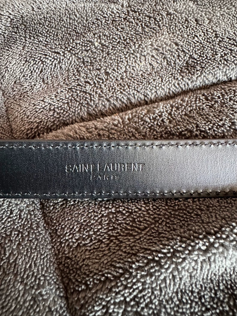 Saint Laurent Leopard Print Suede Belt