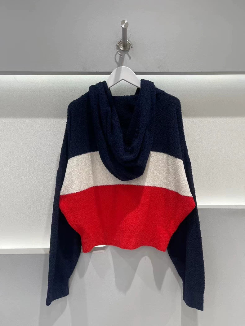 Celine Color Block Zip-Up Hooded Jacket
