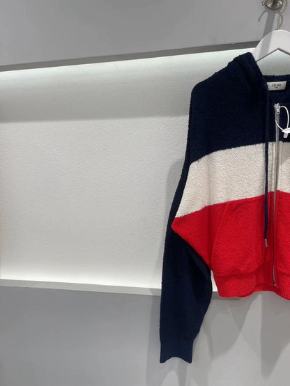 Celine Color Block Zip-Up Hooded Jacket