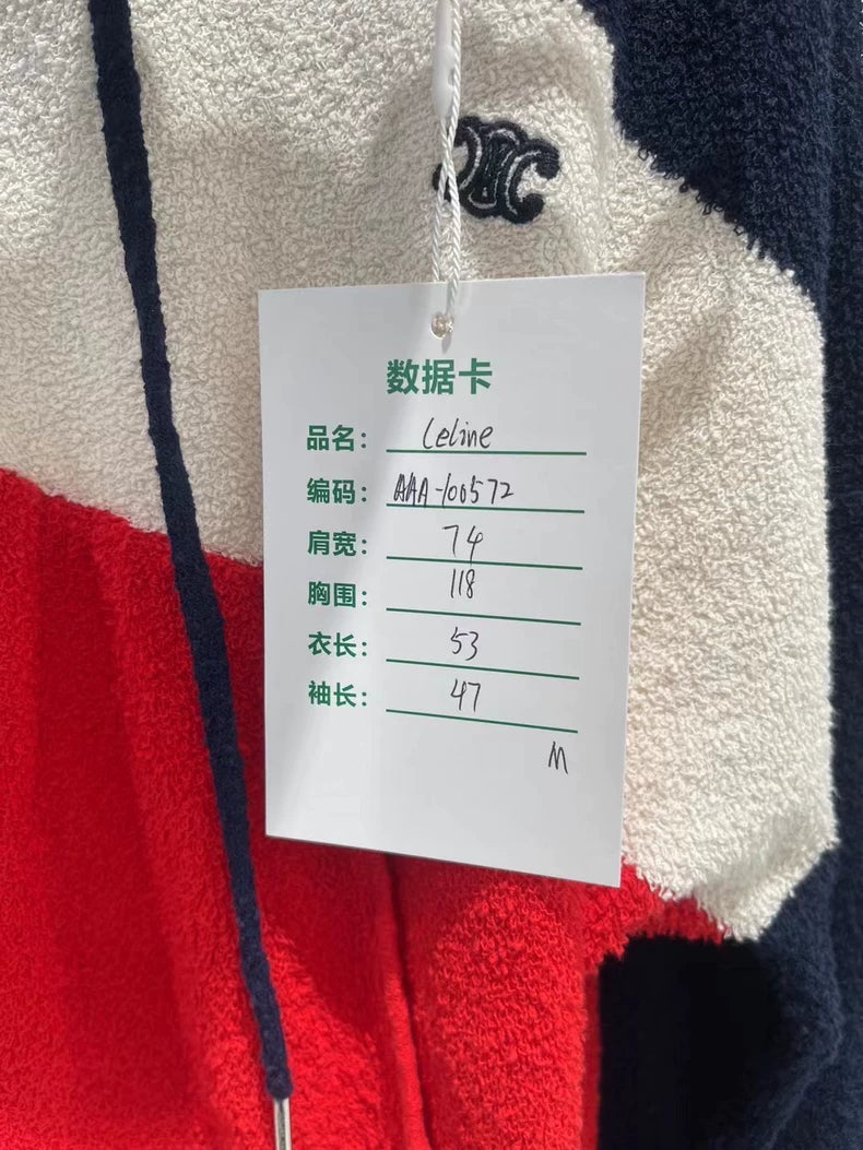 Celine Color Block Zip-Up Hooded Jacket