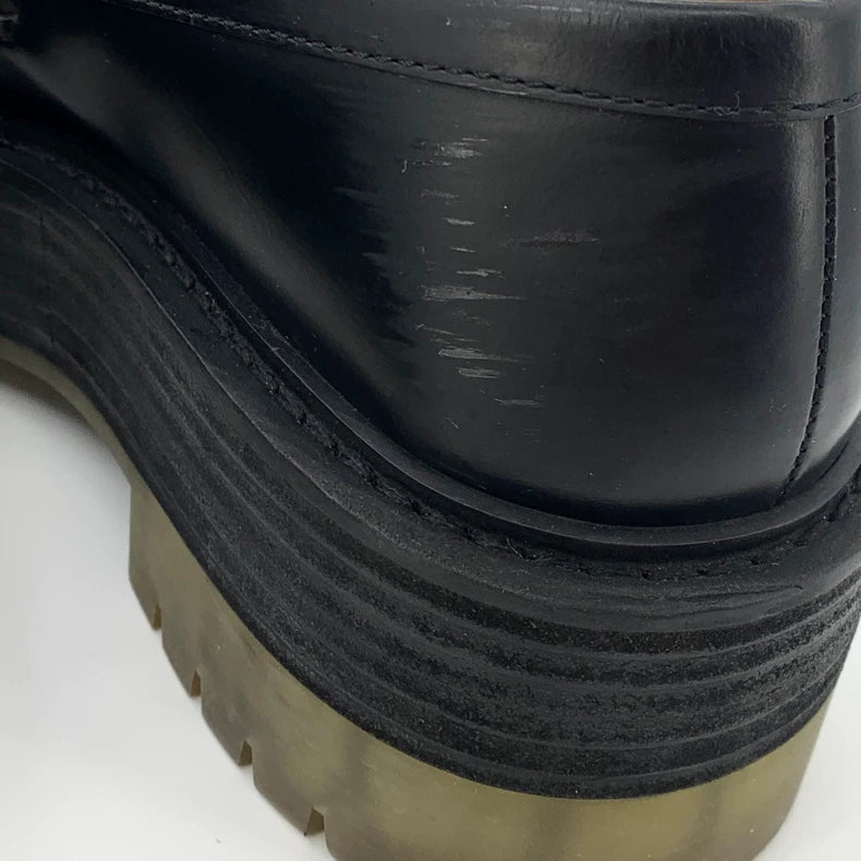 Black Leather Platform Loafers by Bottega Veneta