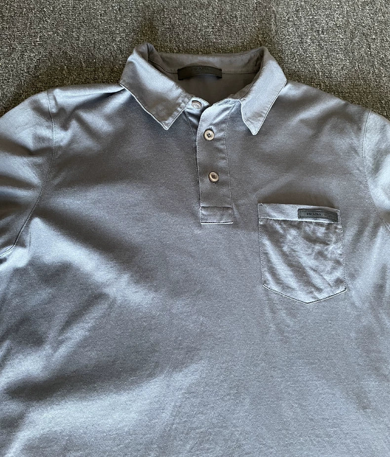 Prada Gray Short Sleeve Polo Shirt-yf