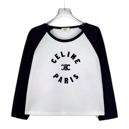 Celine Color Block Logo Long Sleeve T-Shirt
