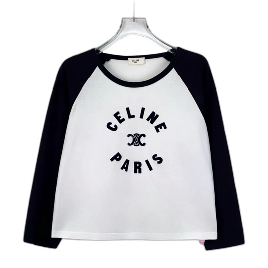 Celine Color Block Logo Long Sleeve T-Shirt