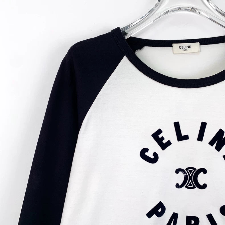 Celine Color Block Logo Long Sleeve T-Shirt