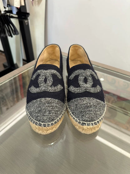 Chanel Gray Blue Fisherman Espadrilles