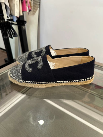 Chanel Gray Blue Fisherman Espadrilles