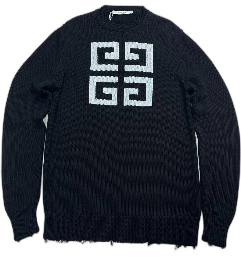 Givenchy Black Distressed Knit Sweater S Size