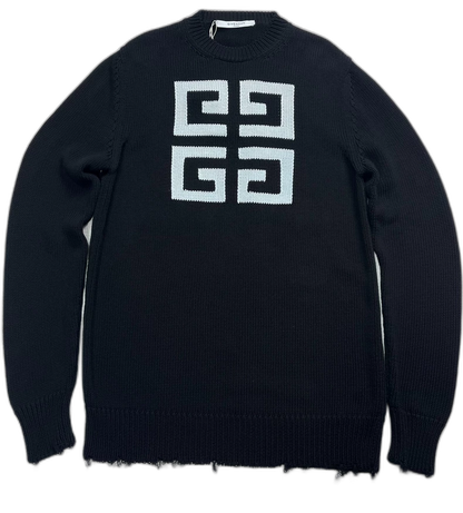 Givenchy Black Distressed Knit Sweater S Size
