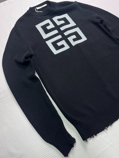 Givenchy Black Distressed Knit Sweater S Size