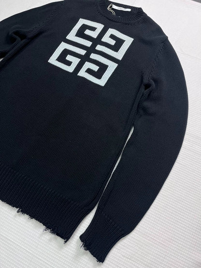 Givenchy Black Distressed Knit Sweater S Size