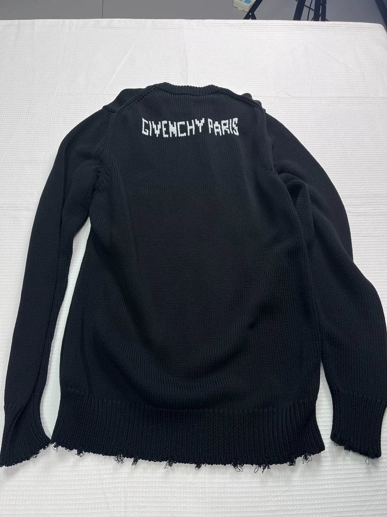 Givenchy Black Distressed Knit Sweater S Size