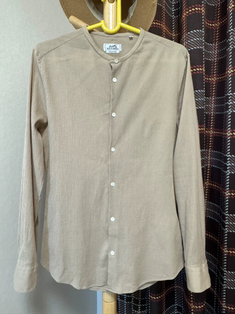 Hermes Beige Casual Button-Up Shirt-yf