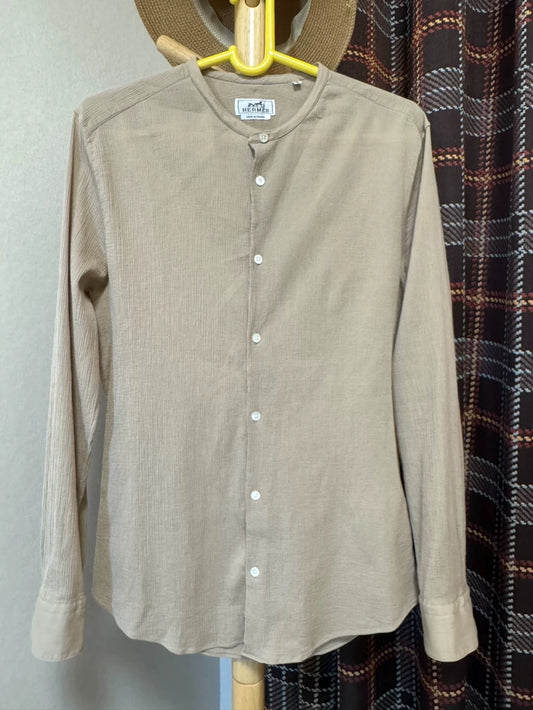 Hermes Beige Casual Button-Up Shirt-yf
