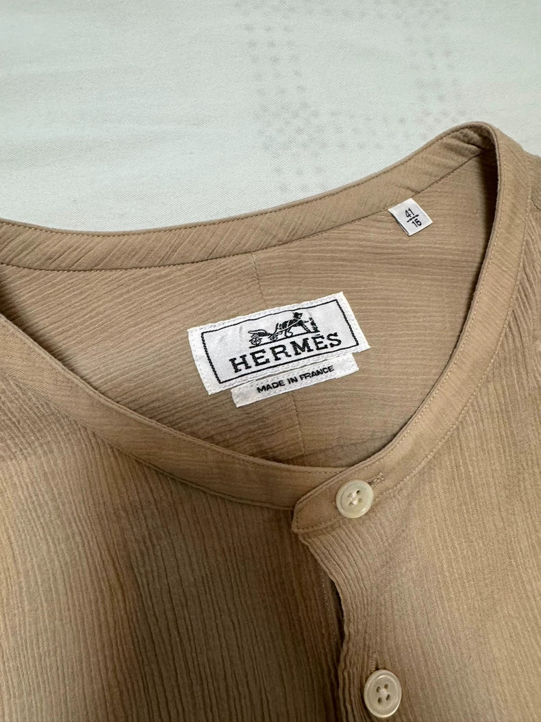 Hermes Beige Casual Button-Up Shirt-yf