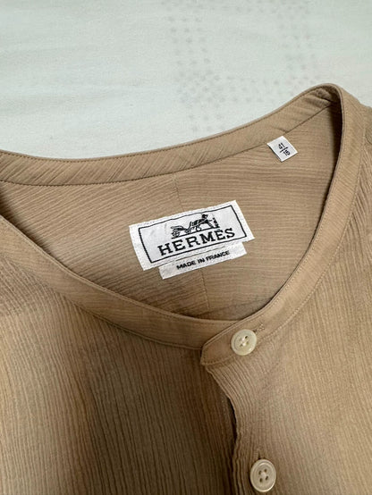 Hermes Beige Casual Button-Up Shirt-yf