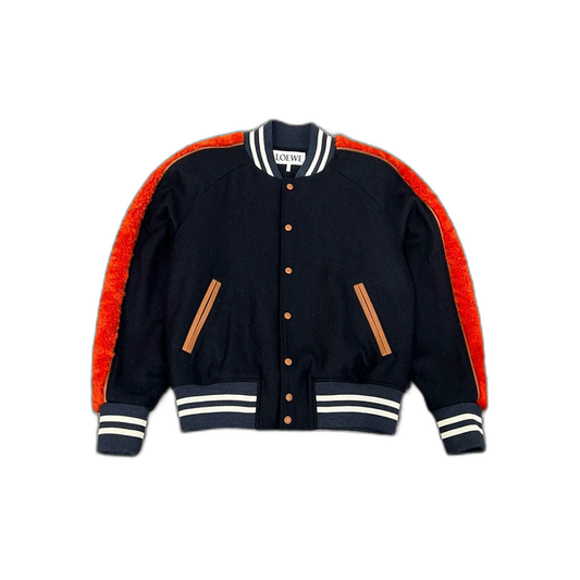 Loewe Leather Baseball Jacket with Tags