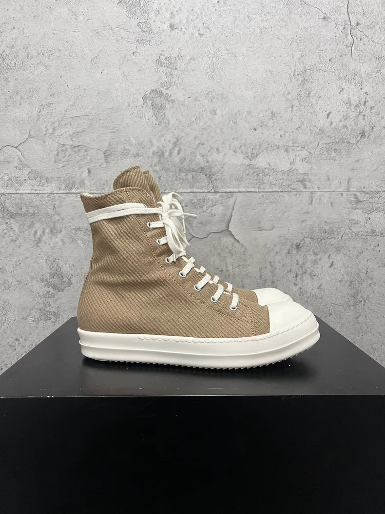 Rick Owens Brown High-Top Canvas Sneakers-yf