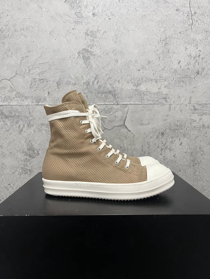 Rick Owens Brown High-Top Canvas Sneakers-yf