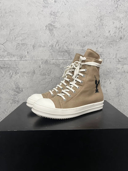 Rick Owens Brown High-Top Canvas Sneakers-yf