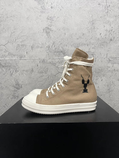 Rick Owens Brown High-Top Canvas Sneakers-yf