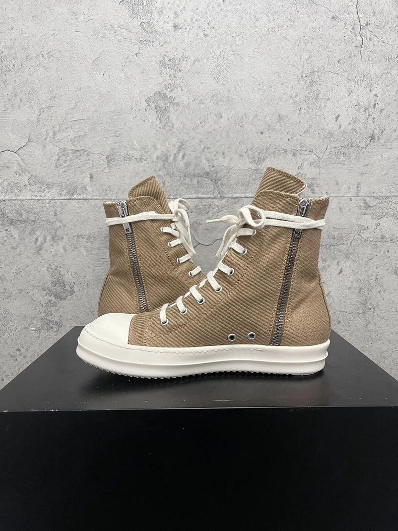 Rick Owens Brown High-Top Canvas Sneakers-yf