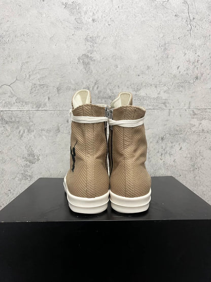 Rick Owens Brown High-Top Canvas Sneakers-yf