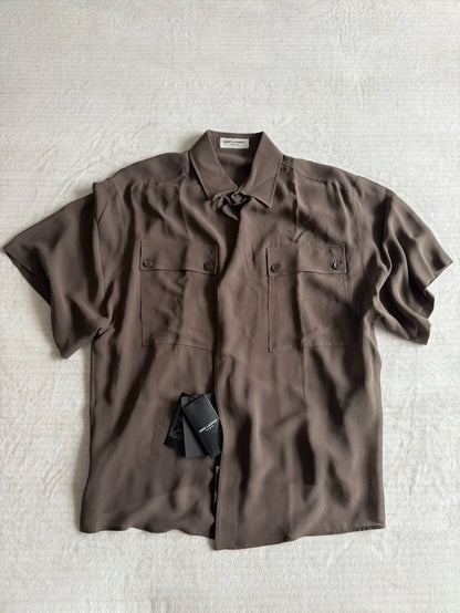 Saint Laurent Men's Sheer Olive Shirt