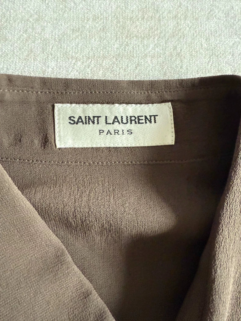 Saint Laurent Men's Sheer Olive Shirt