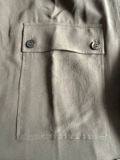 Saint Laurent Men's Sheer Olive Shirt