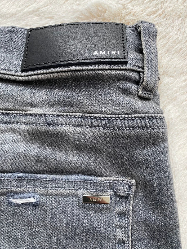 Amiri Gray Camo Patchwork Denim MX1 Pants